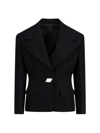 Attico Single-breasted Maxi-shoulders Blazer In Black  