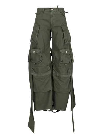 Attico Cargo Trousers Cut Out In Green