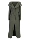 Attico Large-collar Button-fastening Coat In Green