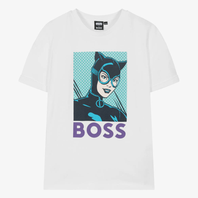 Hugo Boss Boss Teen Girls White Cotton Catwoman T-shirt
