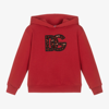 Dolce & Gabbana Girl's Rhinestone Embellished Interlocked Logo-print Hoodie In Red