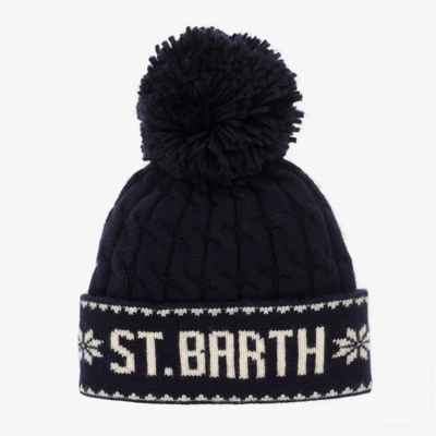 Mc2 Saint Barth Kids'  Boys Wool & Cashmere Cable Knit Hat In Blue