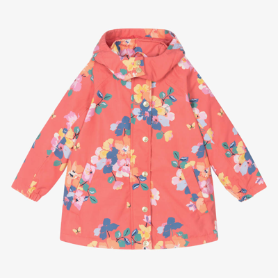 Joules Kids' Girls Red Floral Hooded Coat