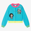 Billieblush Light Blue Cardigan For Girl With Wonder Woman And Batgirl In Blue