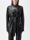 Nanushka Vegan-leather Belted Oversize Shirt In Black