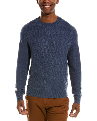 Kier + J Saddle Shoulder Wool & Cashmere-blend Sweater In Blue