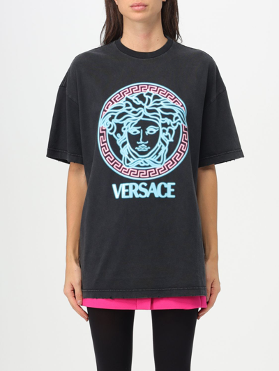 Versace T恤  女士 颜色 黑色 In Blacblack+neon Azur+neon Pink
