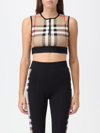 Burberry Check Jersey Crop Top In Black