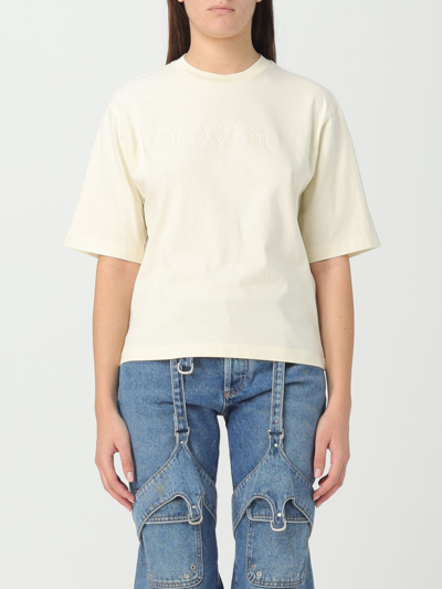Off-white T-shirt  Woman In Beige