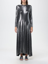 Forte Forte Metallic-finish Crewneck Shift Maxi Dress In Silver