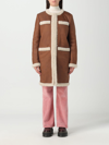 Dsquared2 Faux-shearling Collarless Coat In Brown