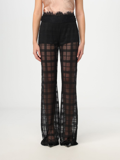 Alberta Ferretti Floral-lace Flared Tulle Trousers In Black
