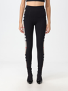 Burberry Leggings In Stretch Jersey With Check Inserts In Black
