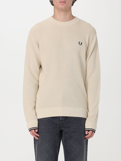 Fred Perry Beige Embroidered Sweater In Ivory