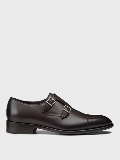 Doucal's Polished Leather Monk Straps In Brown