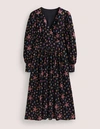 Boden Fixed Wrap Jersey Midi Dress In Black, Star Floral