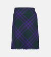 BURBERRY CHECKED WOOL WRAP SKIRT