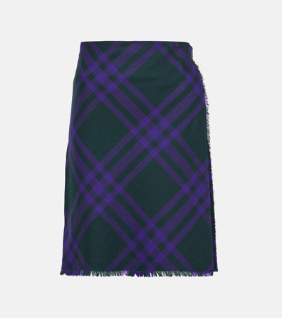 Burberry Check Print Kilt With Belted Detail In Royal Check
