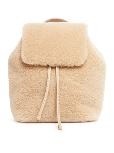 Brunello Cucinelli Drawstring Fleece Backpack In Nude & Neutrals