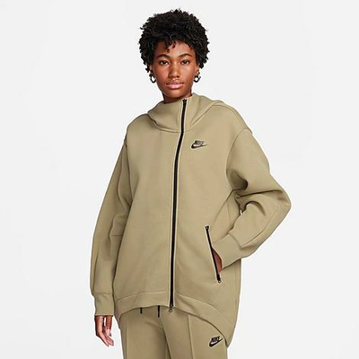 Nike Women's Sportswear Tech Fleece Oversized Cape Full-zip Hoodie In Neutral Olive/black