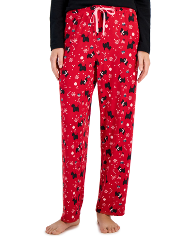 Charter Club Women's Soft Knit Printed Pajama Pants, Created For Macy's In Scottie Dog