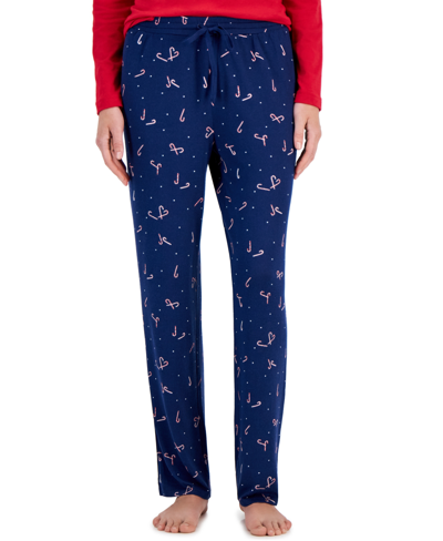 Charter Club Women's Soft Knit Printed Pajama Pants, Created For Macy's In Candy Cane