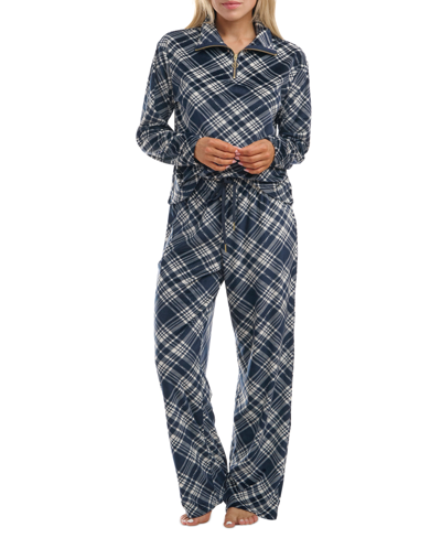 Tommy Hilfiger Women's 2-pc. Printed Velour Pajamas Set In Diagnaltmy