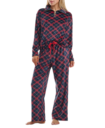 Tommy Hilfiger Women's 2-pc. Printed Velour Pajamas Set In Glyphdiagt