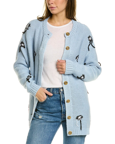 Moncler X Peanuts Graphic Intarsia Knit Cardigan In Blue
