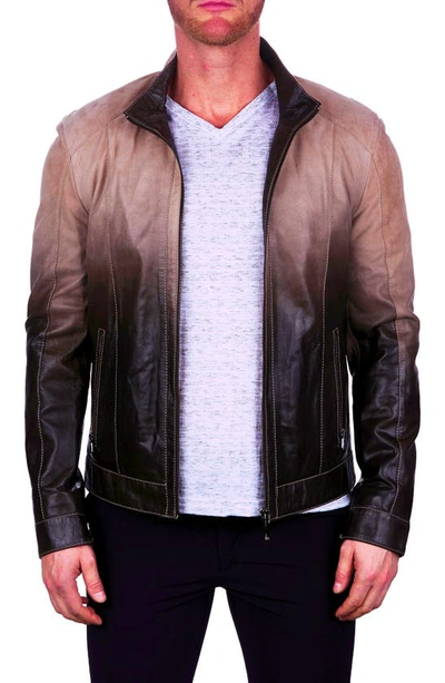 Maceoo Degrade Ombré Leather Jacket In Brown