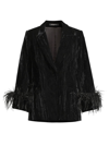 Ungaro Women's Scottie Feather-trimmed Velvet Blazer In Black
