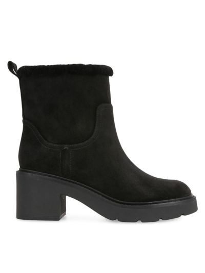Vince Redding Suede Shearling Ankle Boots In Black