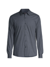Michael Kors Slim Fit Stretch Button Front Shirt In Midnight