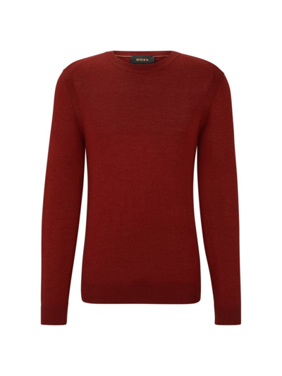 Hugo Boss Men's Regular-fit Sweater In Wool, Silk And Cashmere In Red