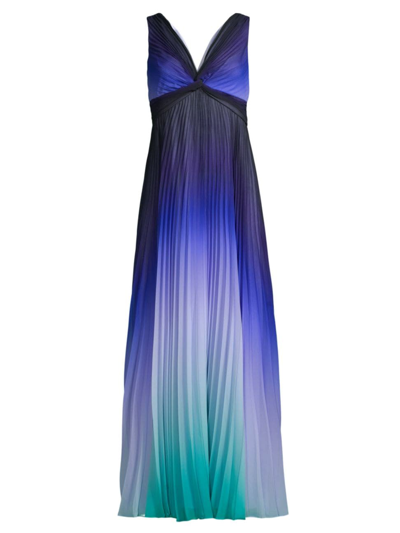 Ungaro Women's Emme Ombré Plissé Maxi Dress In Blue Multi