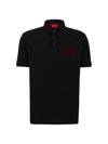 Hugo Boss Men's Cotton-piqué Polo Shirt With Metallic-effect Logo In Black