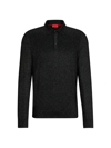 Hugo Boss Relaxed-fit Sparkle-effect Polo Sweater In Black