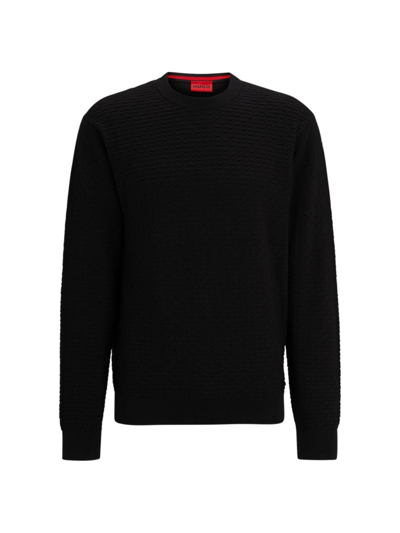 Hugo Relaxed-fit Jumper In Cotton With Knitted Structure In Black