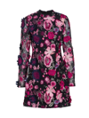 ML MONIQUE LHUILLIER WOMEN'S LONG-SLEEVE FLORAL-EMBROIDERED MINIDRESS