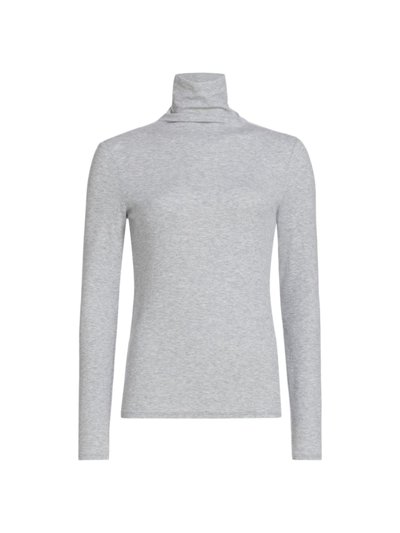 Ag Long Sleeve Ribbed Turtleneck In Heather Grey