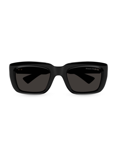 Alexander Mcqueen Men's Am0431sm Acetate Rectangle Sunglasses In Black