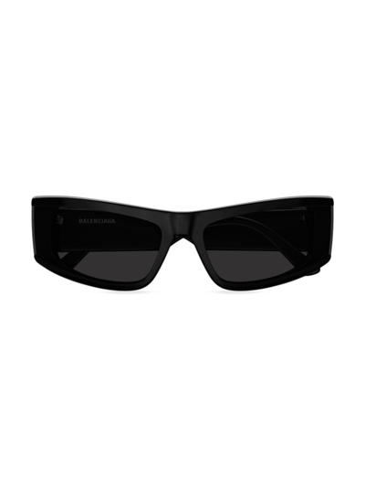 Balenciaga Men's Bb0301sm Acetate Rectangle Sunglasses In Black