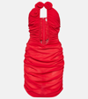 Magda Butrym Ruched Stretch-silk Mini Dress In Red