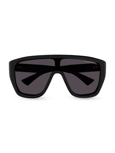 Alexander Mcqueen Men's Floating Skull 99mm Mask Sunglasses In Shiny Solid Black