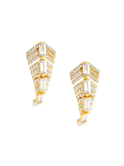 Adriana Orsini Women's Naomi 18k Gold-plate & Cubic Zirconia Deco J-hoop Earrings