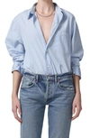 Citizen Of Humanity Shay Stripe Cotton Button-up Shirt In Skyway Stripe