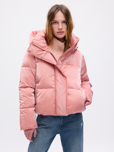 Gap Big Puff Cropped Jacket In Antique Pink