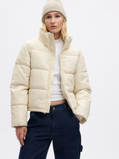 Gap Big Puff Cropped Jacket In Chino Beige