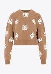 Dolce & Gabbana Dg Monogram Virgin Wool Jumper In Camel