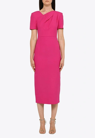 Roland Mouret Structured Silk And Wool Midi Dress In Pink